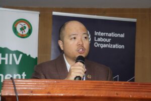 ILO Social Protection Manager Mr. Jie Yu Koh speaking at the launch in Lusaka